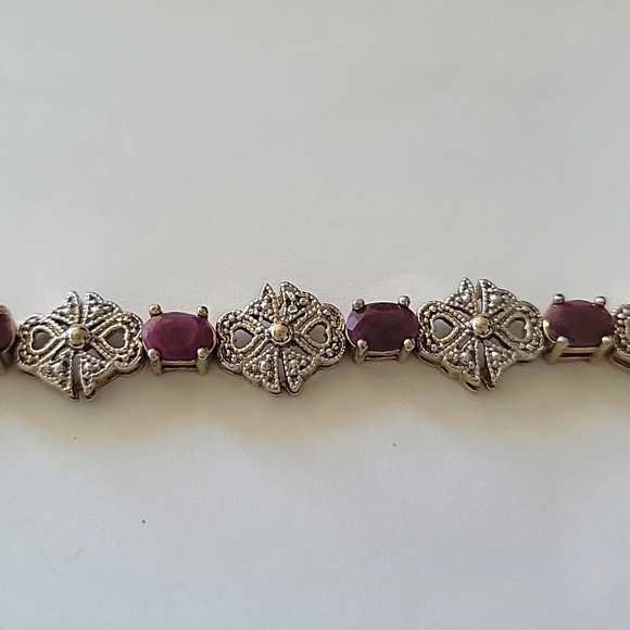 FAS 925 Art Deco Diamond & Ruby Bracelet - Picture 3 of 5